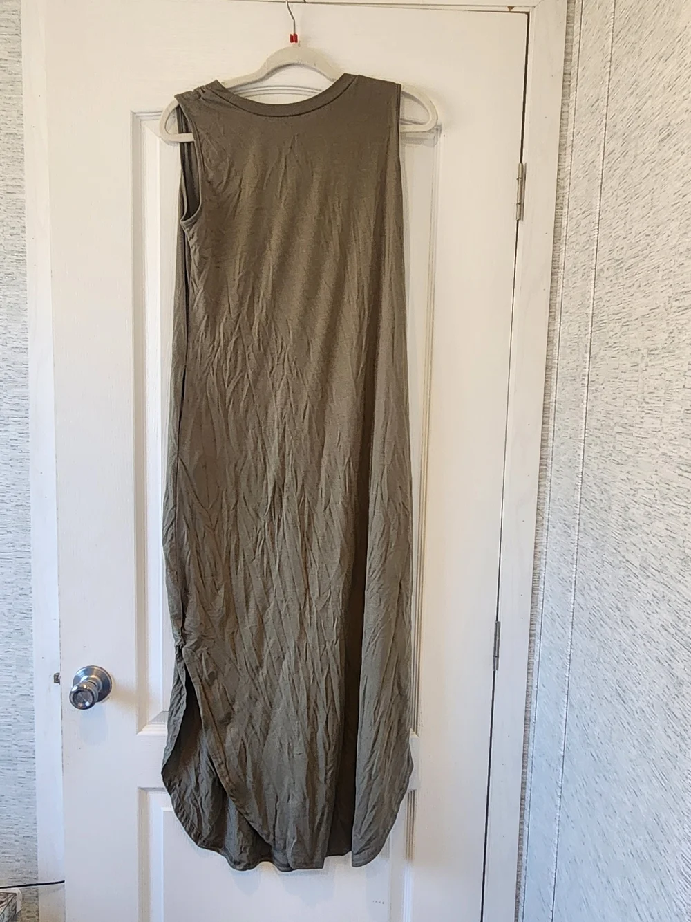 Unbranded Sleeveless Olive Midi Dress with Side Slit S Euc